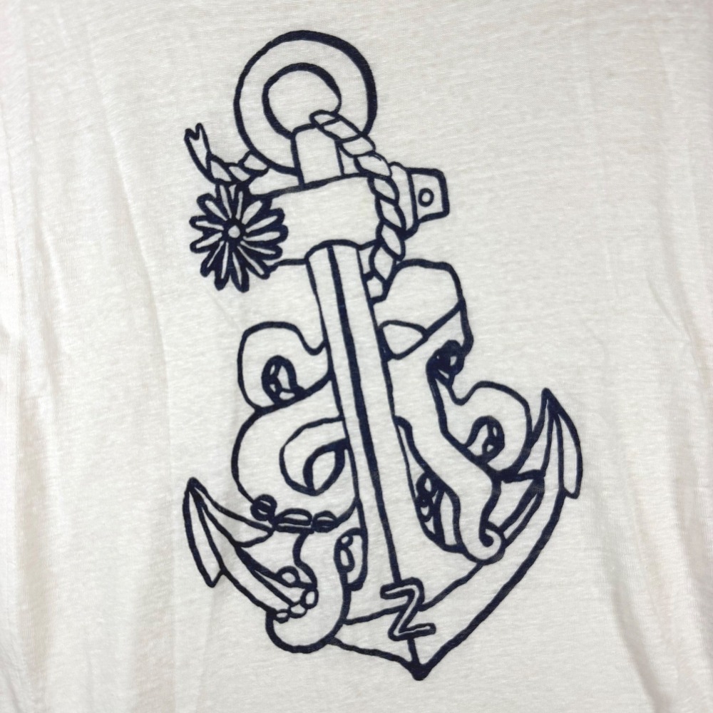 Zimmermann 100% Linen Anchor Graphic Muscle Tank Top White 0 Petite Nautical Tee - Picture 2 of 7